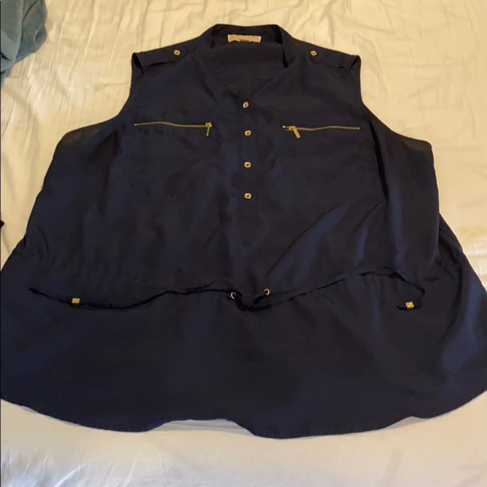 Michael Kors plus size sleeveless navy blue top